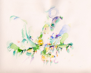 Site-specific painting, Malerei vor Ort, 2003, Aquarell, 24 × 32 cm von Kirsten Kötter