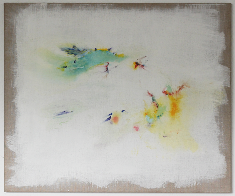 2022-08-09_fischteich-schwimmen_2662, morning, oil on canvas, 60 × 70 cm (Kirsten Kötter)
