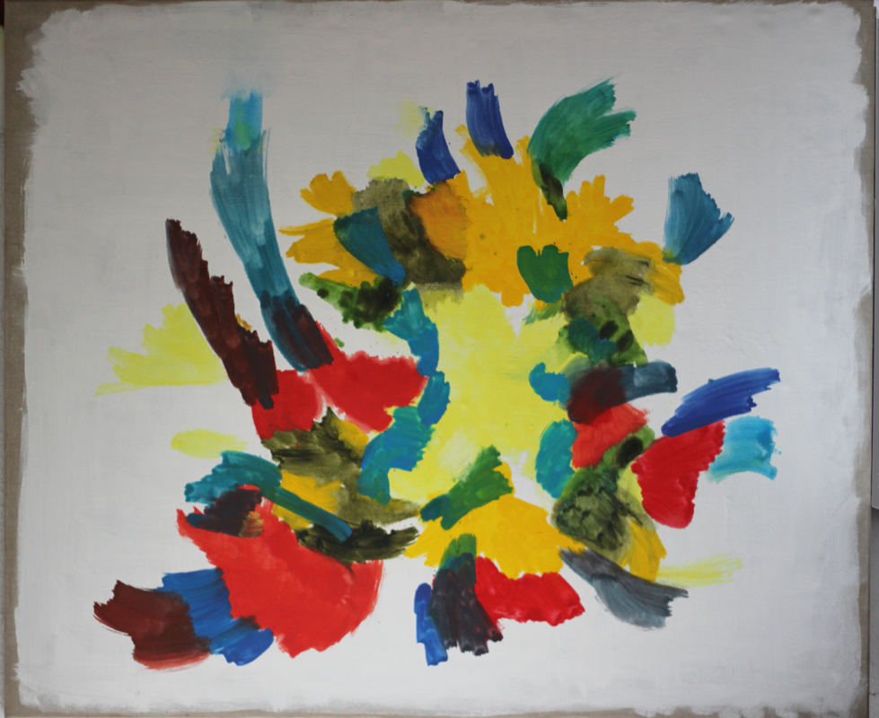 2022-10-12_wi-garten-zitrone-blau-rot_3090, oil on canvas, 120 × 100 cm (Kirsten Kötter)