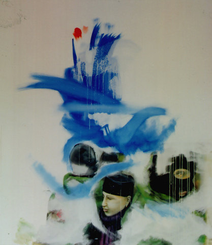 untitled (Rose Revolution Georgia), 2007 / 2010, oil, acrylic, canvas, palimpsest (overpainting),
  140 × 120 cm (Kirsten Kötter) / ohne Titel (Rosenrevolution Georgien), Palimpsest (Übermalung)
