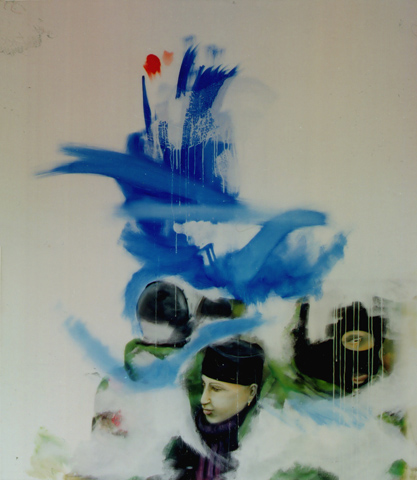 untitled (Rose Revolution Georgia), 2007 / 2010, oil, acrylic, canvas, palimpsest (overpainting),
  140 × 120 cm (Kirsten Kötter) / ohne Titel (Rosenrevolution Georgien), Palimpsest (Übermalung)