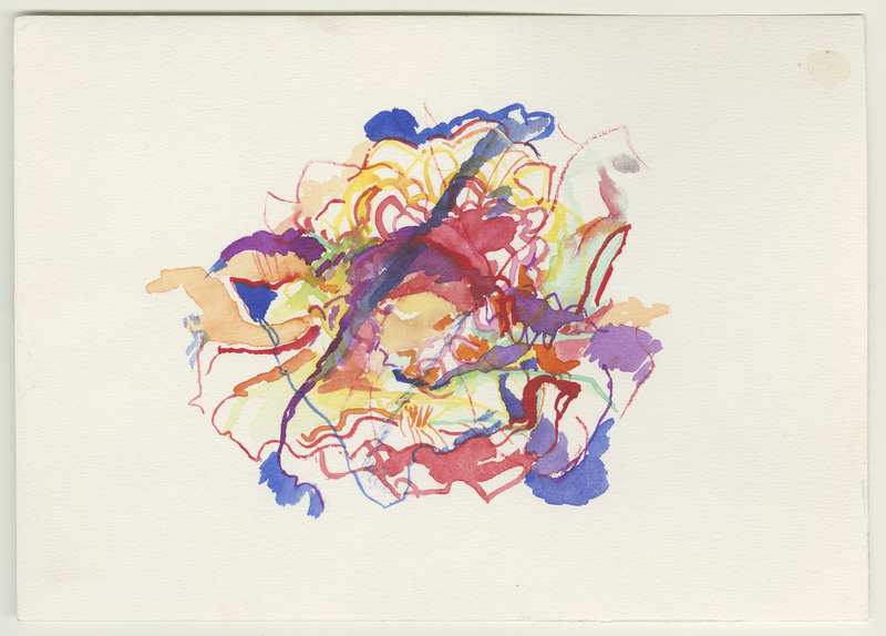 1991_blauer-strich-in-rot, watercolour, 17 × 24 cm (Kirsten Kötter)