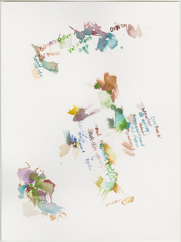2019-03-21_ausschuss-medien-5, committee on media, digital infrastructure and Internet politics,
house of representatives Mainz,
watercolour, 30 × 40 cm (Kirsten Kötter)