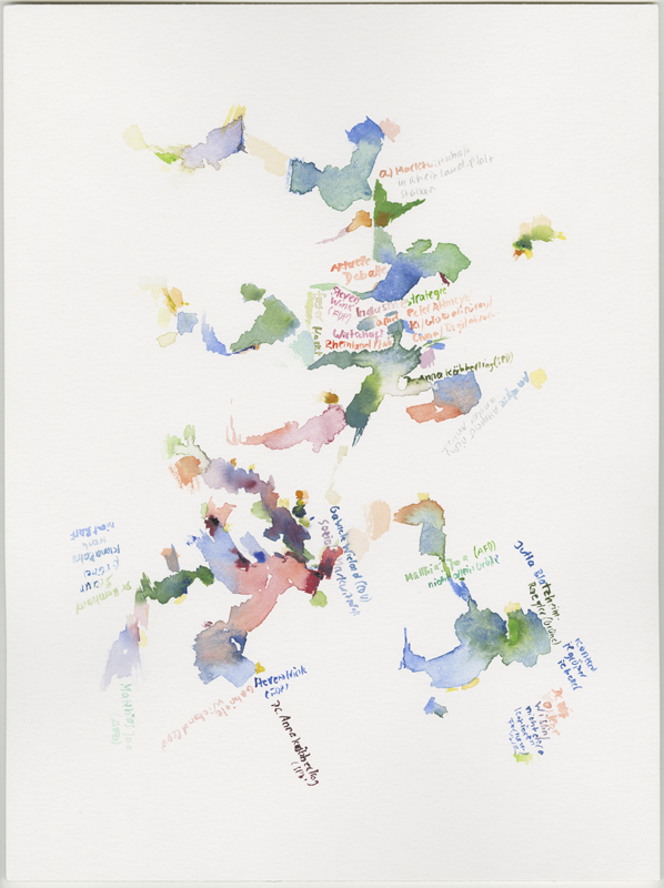 2019-03-29_landtag-plenar_tagesordnung-17_aktuelle-debatte-a,
plenary session Landtag (German state parliament) Rheinland-Pfalz, Mainz,
watercolour, 30 × 40 cm (Kirsten Kötter)