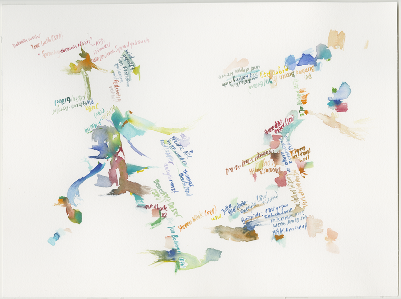 kirsten-koetter_2019-05-16_plenarsitzung-3,
plenary session Landtag (German state parliament) Rheinland-Pfalz, Mainz,
watercolour, 30 × 40 cm (Kirsten Kötter)